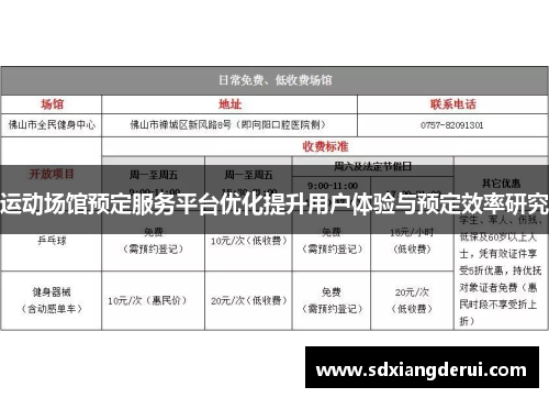 运动场馆预定服务平台优化提升用户体验与预定效率研究